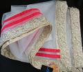 White Net Gold Red Trim Wedding Wear Dupatta 